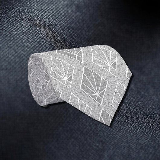 Grey & White Diamonds Art Deco Patroon Stropdas