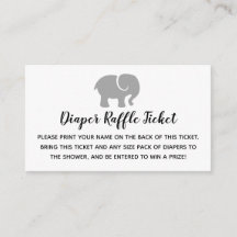 Grey & White Elephant Luier Raffle Ticket