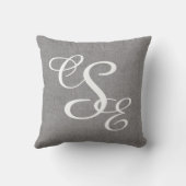 Grey White Linen M. et Mme la Mariage Coussin (Verso)