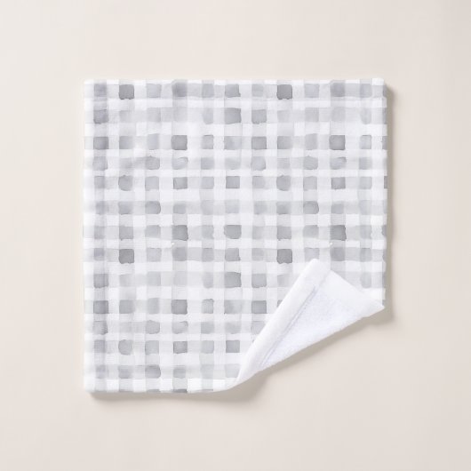 Grey White Plaid Stripes  (Gant de toilette)