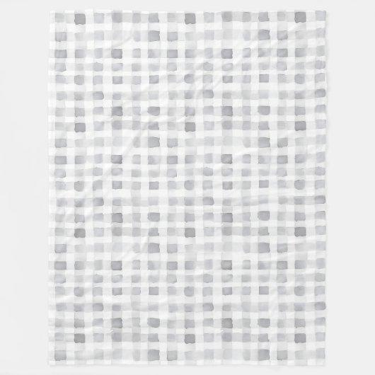 Grey White Plaid Stripes Fleece Deken (Voorkant)