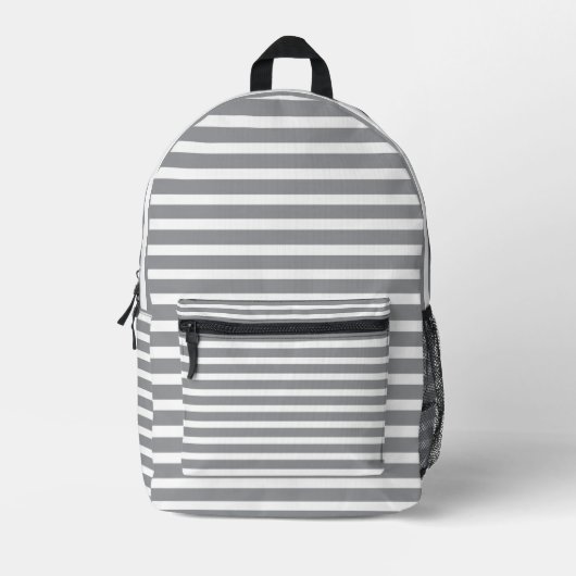 Grey & White Striped Backpack 💥 Cool & Modern Bedrukte Rugzak (Voorkant)