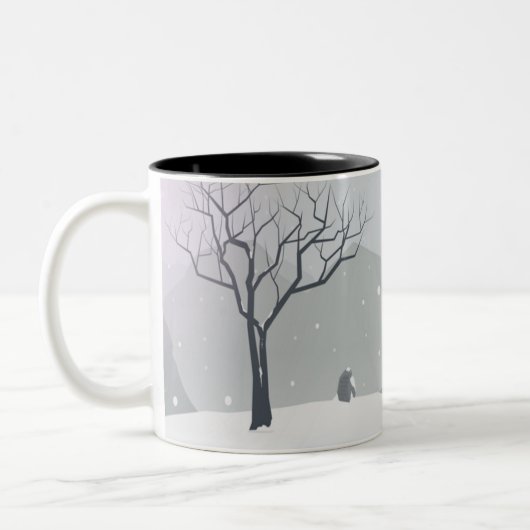 Grey Winter scene Tweekleurige Koffiemok (Links)