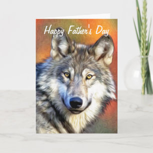 Grey Wolf Art Schilderij Happy Vaderdag Kaart