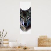 Grey Wolf Eyes Motivatie Poster van deur (Keuken)