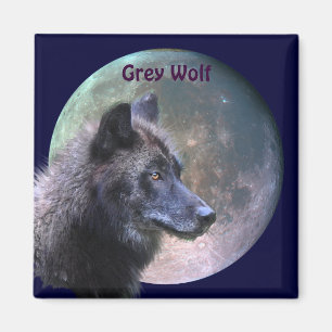 Grey Wolf & Full Moon Wildlife Collectie Magneet