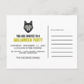 Grey Wolf, Halloween Party Invitation Briefkaart (Achterkant)