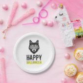 Grey Wolf, Happy Halloween Papieren Bordje (Feest)