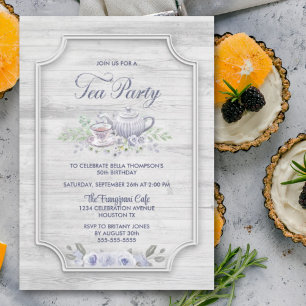 Grey Wood Verjaardag Tea Party Kaart