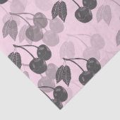 Grey Woodcut Cherry Design op  Roze Tissuepapier (Detail)