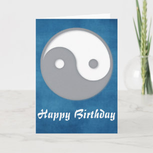 Grey Ying/Yang Happy Birthday Wenskaart Kaart