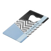 Grey Zigzag, Grey Chevron, Bleu, Votre Nom (Devant Angle)