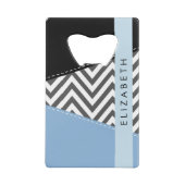 Grey Zigzag, Grey Chevron, Bleu, Votre Nom (Dos)