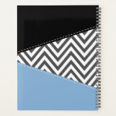 Grey Zigzag, Grey Chevron, Bleu, Votre Nom (Dos)