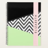 Grey Zigzag, Grey Chevron, Mint, Votre Nom (Devant)
