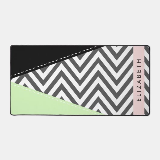 Grey Zigzag, Grey Chevron, Mint, Votre Nom (Recto)