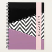 Grey Zigzag, Grey Chevron, Purple, Votre Nom (Devant)