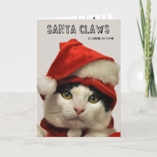 Greyfoot Cat Secourt Père Noël Claws Carte de vaca