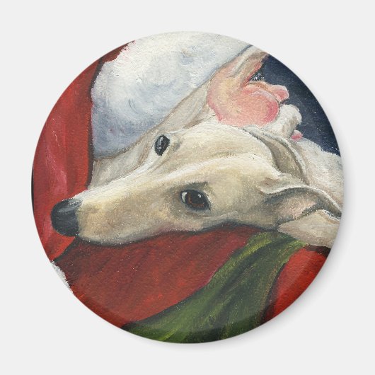 "Greyhound and Père Noël" Dog Art Magnet (Devant)