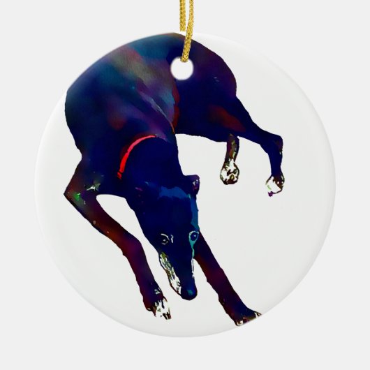 Greyhound Art Keramisch Ornament (Voorkant)