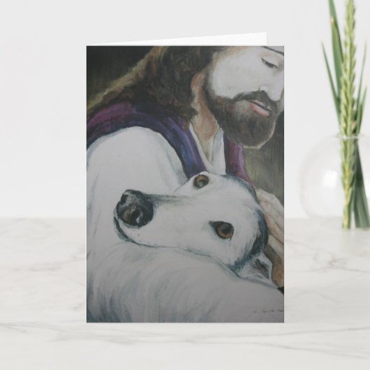 Greyhound avec Jesus Dog Art Greyhound Carte de vo (Devant)