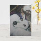 Greyhound avec Jesus Dog Art Greyhound Carte de vo (Fleur jaune)