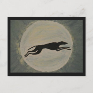 Greyhound bij volle maan briefkaart