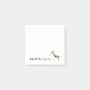 Greyhound Cartoon Dog in Coat Post-it® Notes