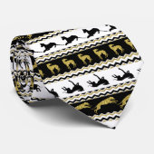 Greyhound Chevron Gold Glitter Black White Stropdas (Opgerold)