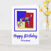 Greyhound Chien Rouge Bleu Jaune Fun Carte d'anniv (Fleur jaune)