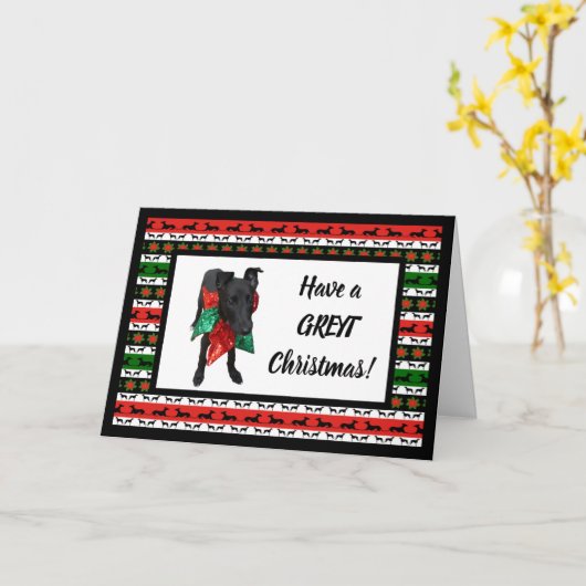 Greyhound Chiot Carte de voeux de Noël (Fleur jaune)
