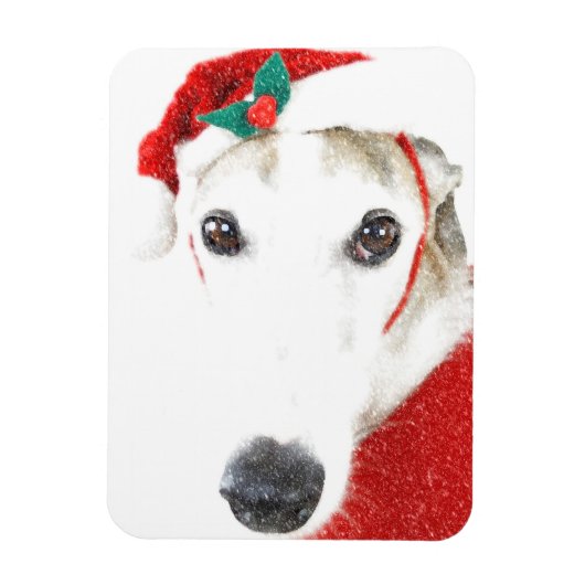 Greyhound Christmas Magnet - Pour la Charité (Vertical)