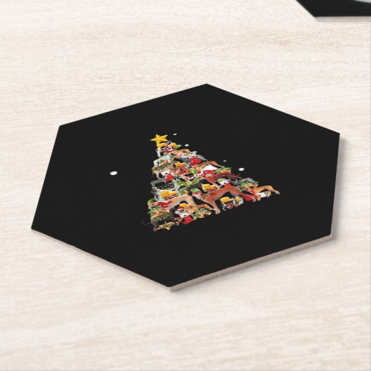 Greyhound Christmas Tree Lights Funny Dog Xmas Gif Kartonnen Onderzetters (Schuin)