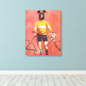 Greyhound Cyclist Canvas Afdruk (Insitu (Houten vloer))