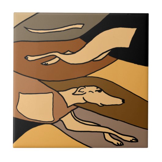 Greyhound Dog Abstract Art Design Tegeltje (Voorkant)