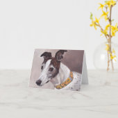 Greyhound Dog Art Note Kaart (Gele Bloem)
