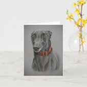 Greyhound Dog Art Note Kaart (Gele Bloem)