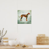 Greyhound Dog Art Print Floral Poster (Keuken)
