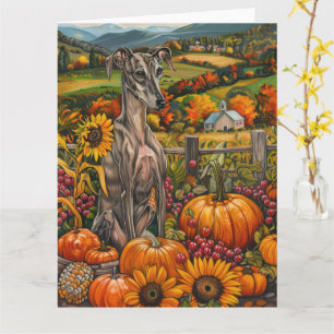 Greyhound Dog Autumn Harvest Thanksgiving Kaart
