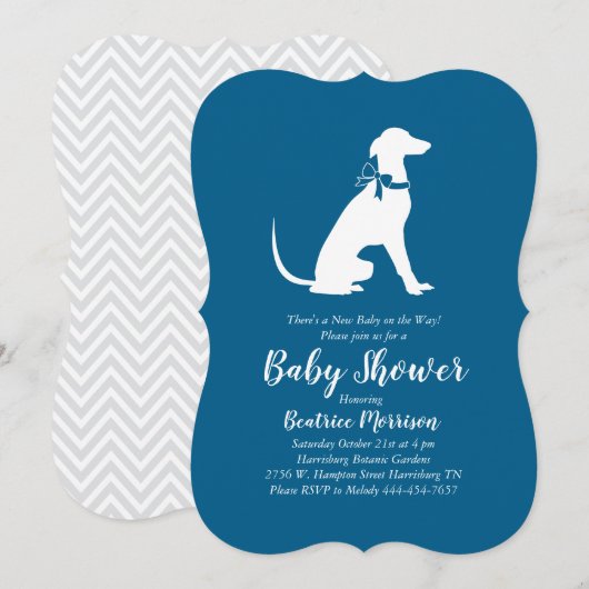 Greyhound Dog Baby shower Boy Blue Kaart (Voorkant / Achterkant)