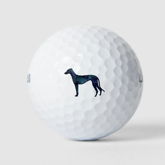 Greyhound Dog Black Waterverf Silhouette Golfballen (Voorkant)