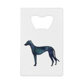 Greyhound Dog Black Waterverf Silhouette Kredietkaart Flessenopener (Voorkant)