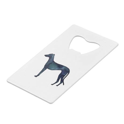 Greyhound Dog Black Waterverf Silhouette Kredietkaart Flessenopener (Achterkant Gekanteld)