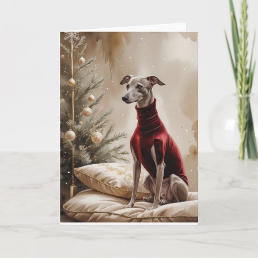 Greyhound Dog Christmas Wenskaart Kaart (Voorkant)