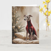 Greyhound Dog Christmas Wenskaart Kaart (Gele Bloem)