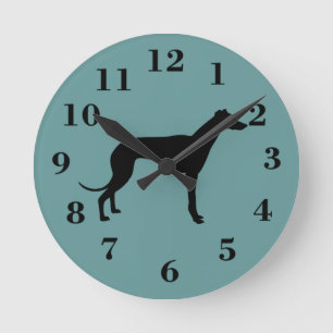 greyhound dog clock ronde klok