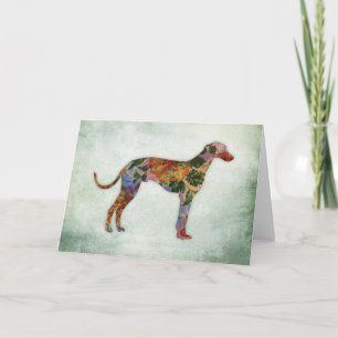 Greyhound Dog Floral over Groen Kaart