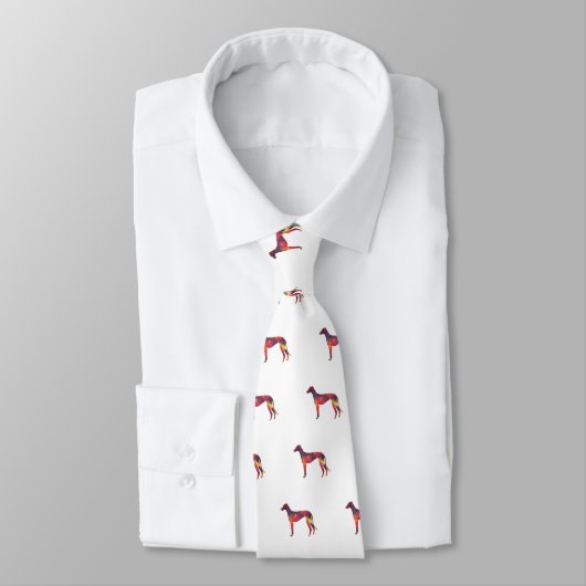 Greyhound Dog Geometric Pattern Silhouette Multi Stropdas (Gebonden)