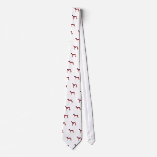 Greyhound Dog Geometric Pattern Silhouette Multi Stropdas (Voorkant)