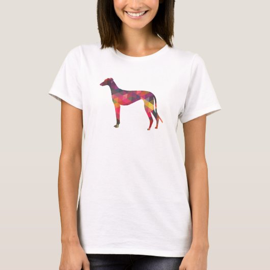 Greyhound Dog Geometric Pattern Silhouette Multi T-shirt (Voorkant)
